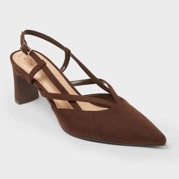 A New Day Shoes - A New Day - Women’s Veera Heels with Memory Foam Insole - A Ne Brown